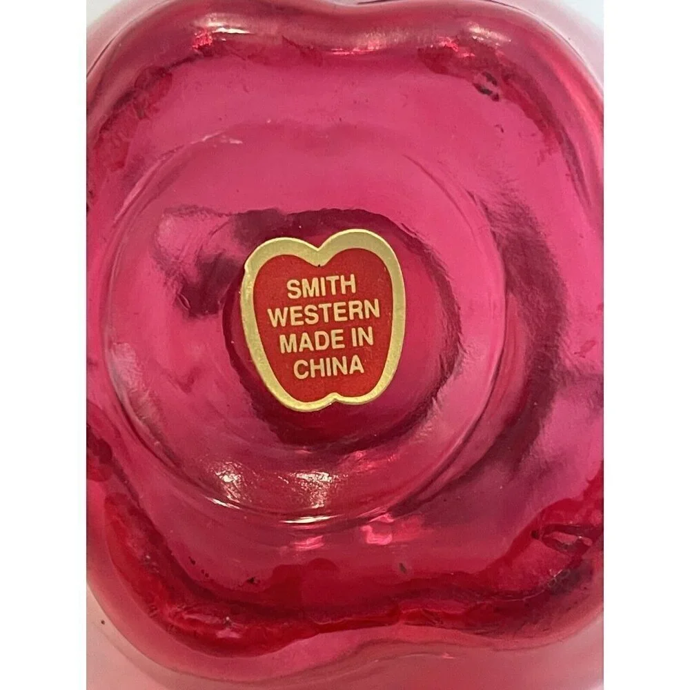 Cherry Red Glass Apple Canister 5.5” Jar with Wire Bail Lid Food Storage Craft